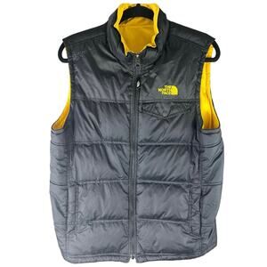 The North Face 550 Puffer Unisex Reversible Vest Black/Yellow Goose Down sz18/20